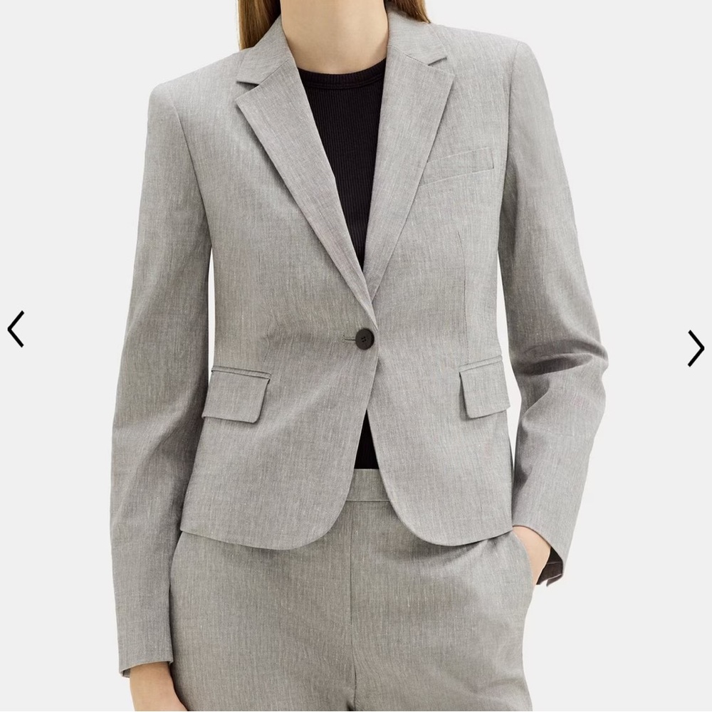 Theory Shrunken Blazer in Stretch Linen Mélange Soft Crunch Size 00